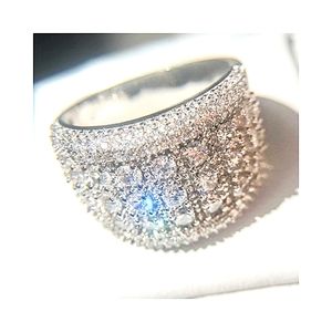 925 Silver Simulated Diamond Wide Band Ring Size 8